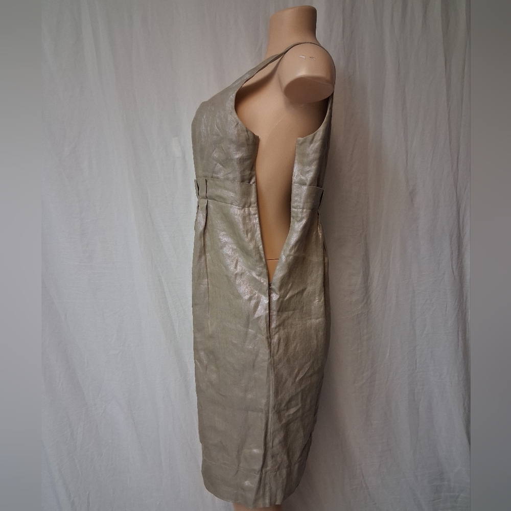 Kenneth Cole Reaction Shimmering Silver Metalic Obobe Knee  Midi Dress Sz 6 - Picture 11 of 16